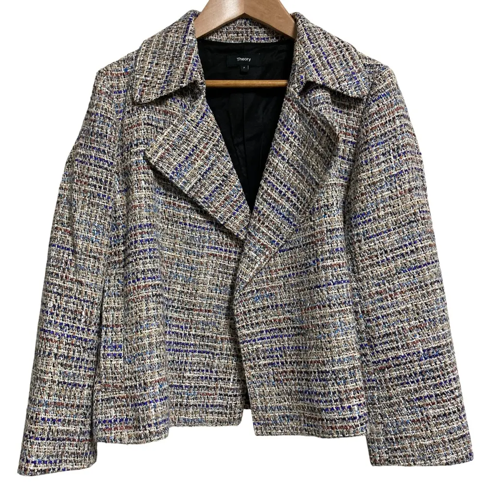 22AW Theory セオリー CITY TWEED MENEFER ツイード ジャケット サイズP ブルー ベージュ