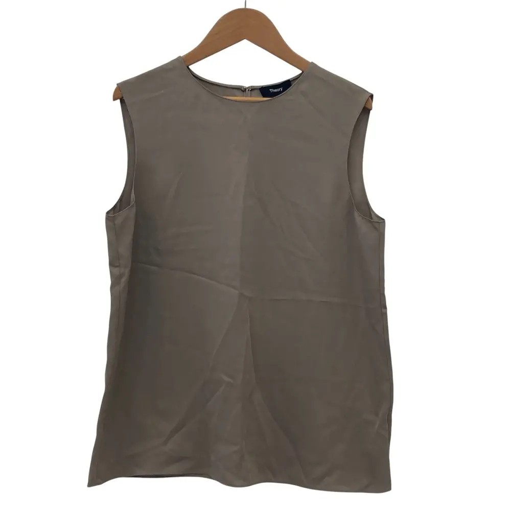 24AW Theory セオリー MODERN GGT STRAIGHT SHELL シルクノースリーブブラウス S ライトグレージュ