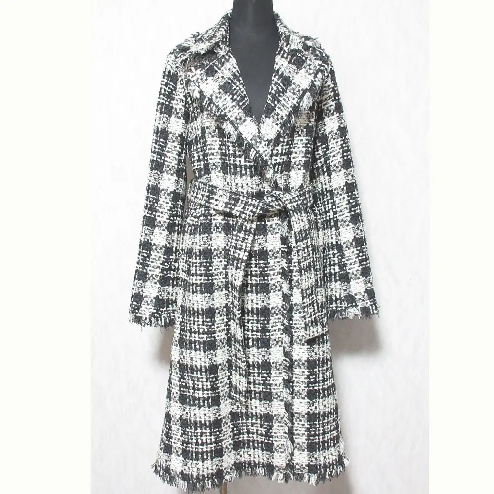 Theory セオリー GETTY TWEED TRENCH ツイード コート 01-0109601 サイズS ブラック ホワイト