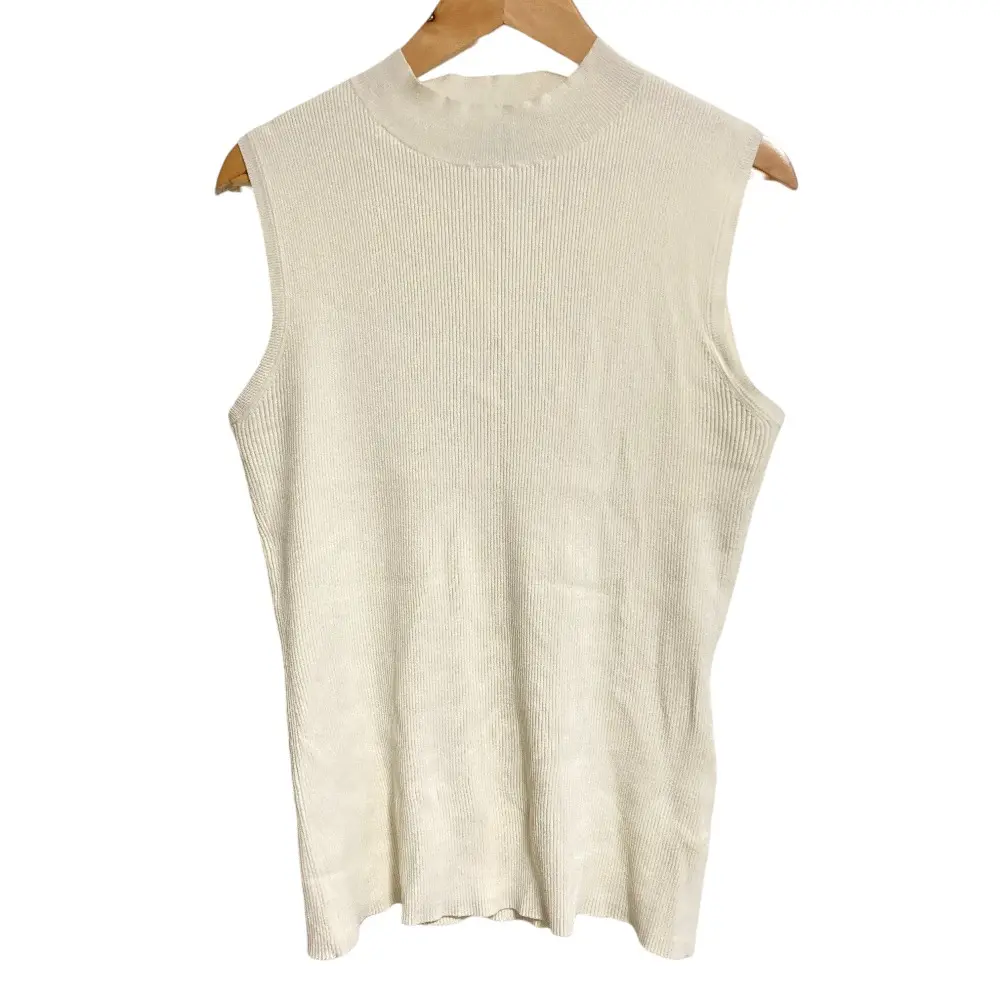 23SS Theory セオリー COMPACT CREPE RIB SL SHELL ノースリーブ ハイネック リブニット カットソー S オフホワイト