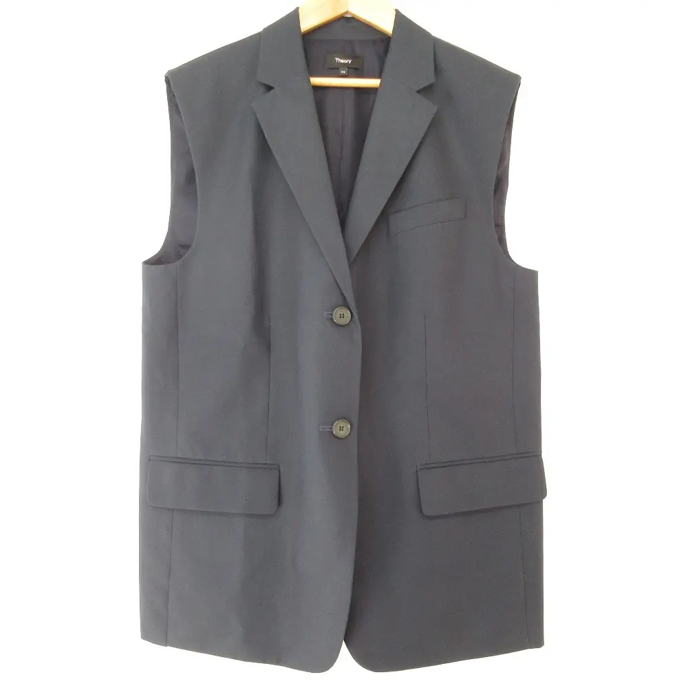 23SS Theory セオリー TWIST TWILL BOXY OS VEST オーバーサイズ ベスト サイズP/S ネイビー