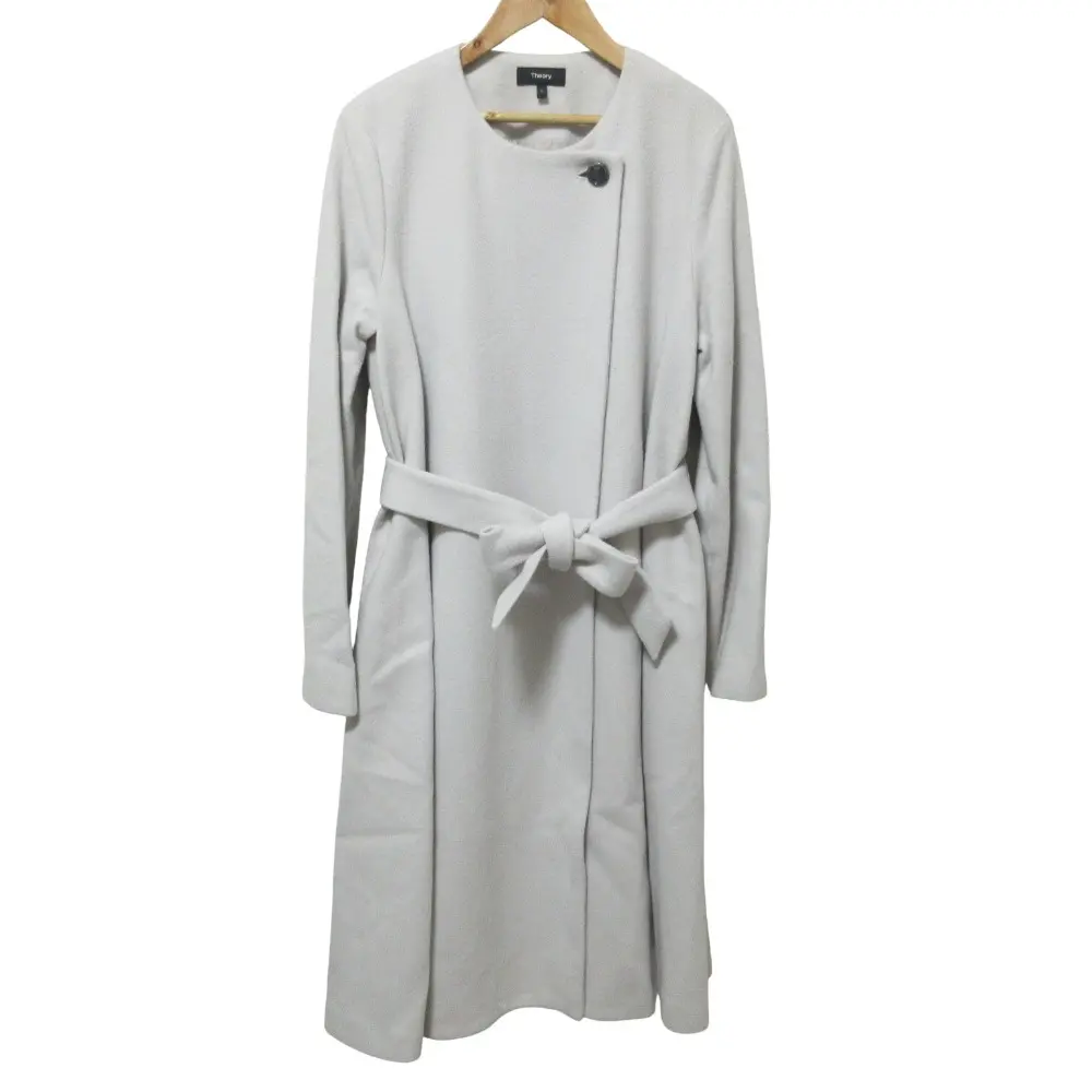 Theory セオリー LAMB MELTON CLOAK COAT D ノーカラー ロングコート サイズP ライトグレー