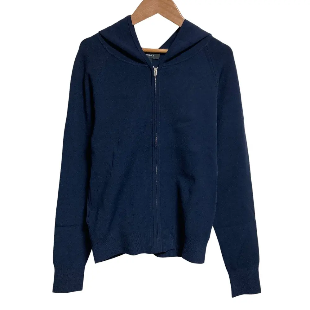 Theory セオリー CREPE KNIT ZIP UP HOODI ジップアップ フーディ ニットパーカー Mサイズ ネイビー