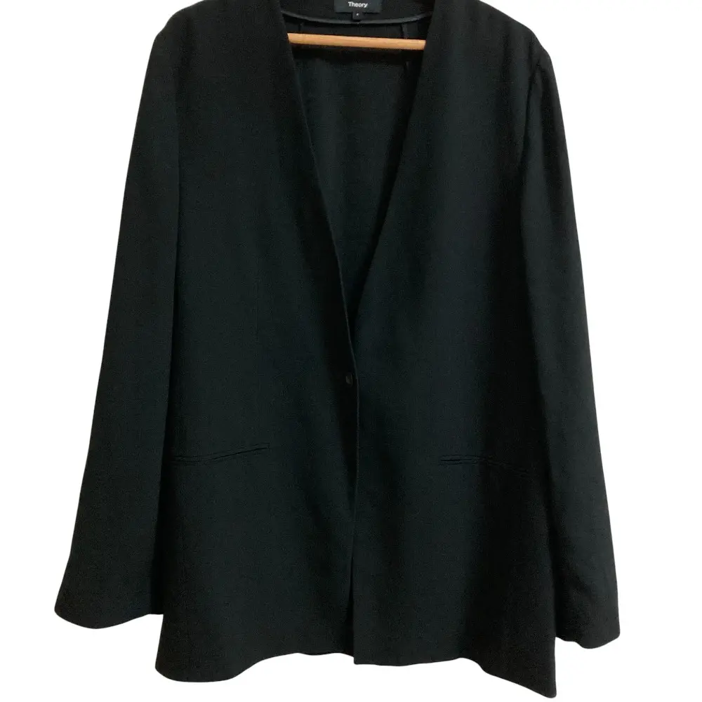 23SS Theory セオリー Powder Crepe CL Collarless JK ノーカラージャケット 01-3204100 サイズ8 ブラック