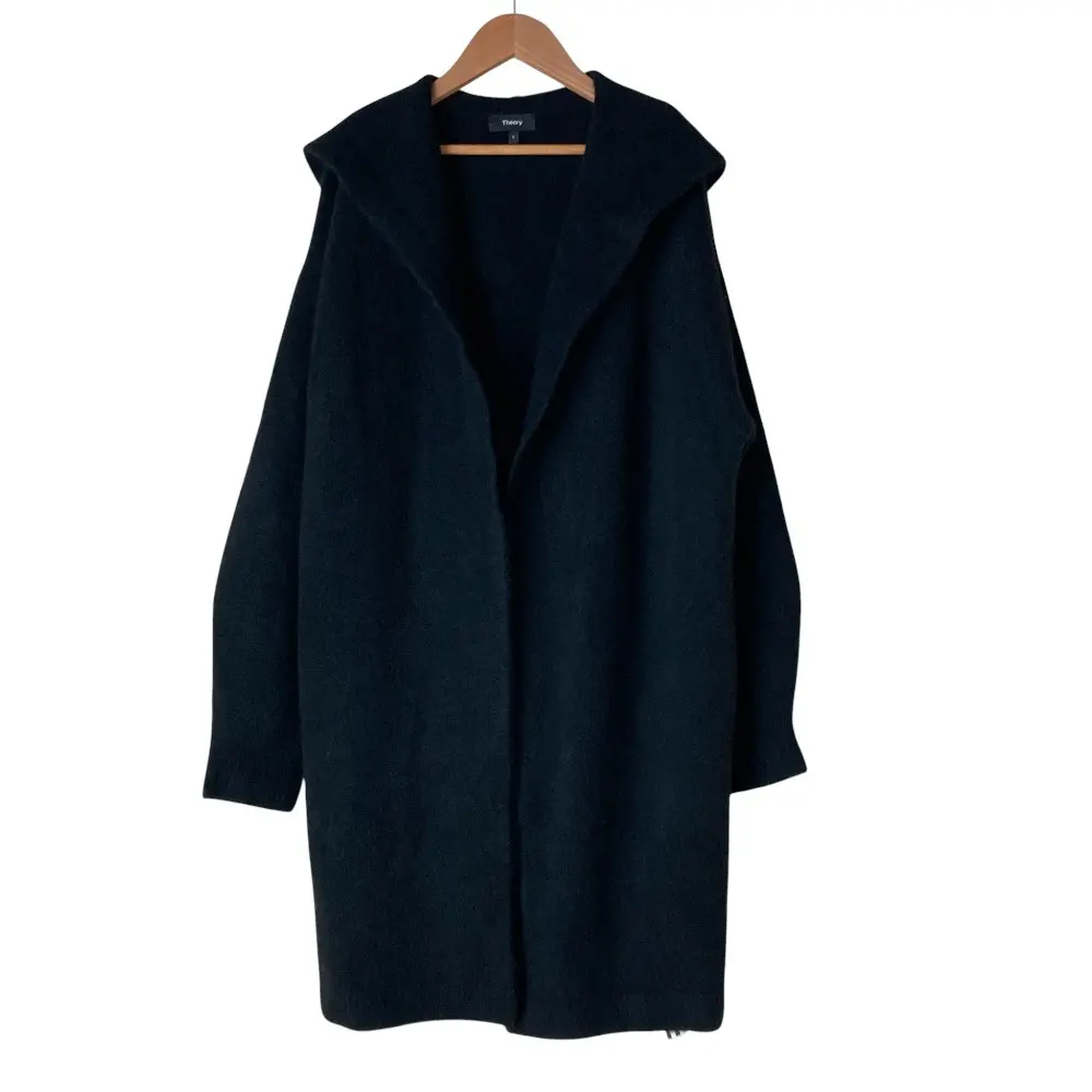 Theory セオリー AVALON HOODED COAT オーバーサイズ フーデットコート S ブラック