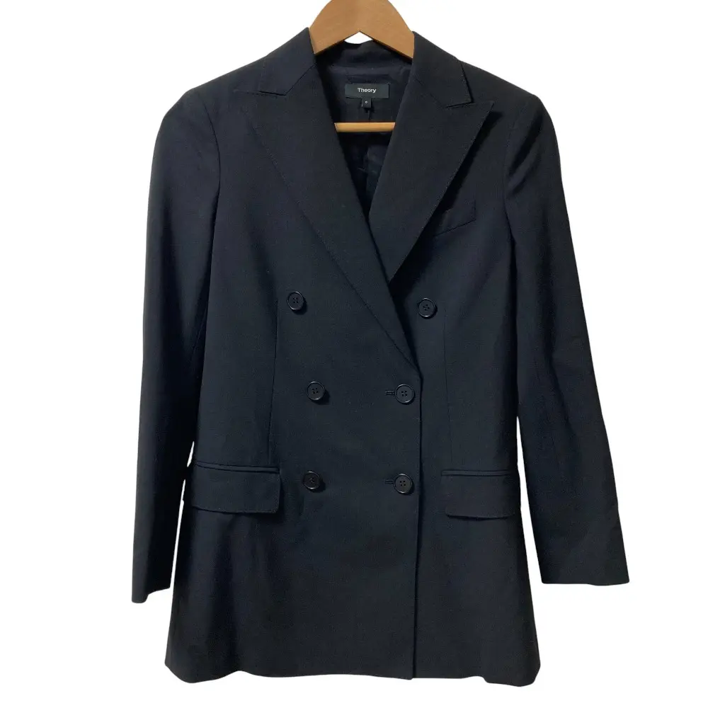 theory セオリー TAILOR DB TAILOR JK ストレッチ ダブルブレスト テーラードジャケット スーツ サイズ0 ブラック
