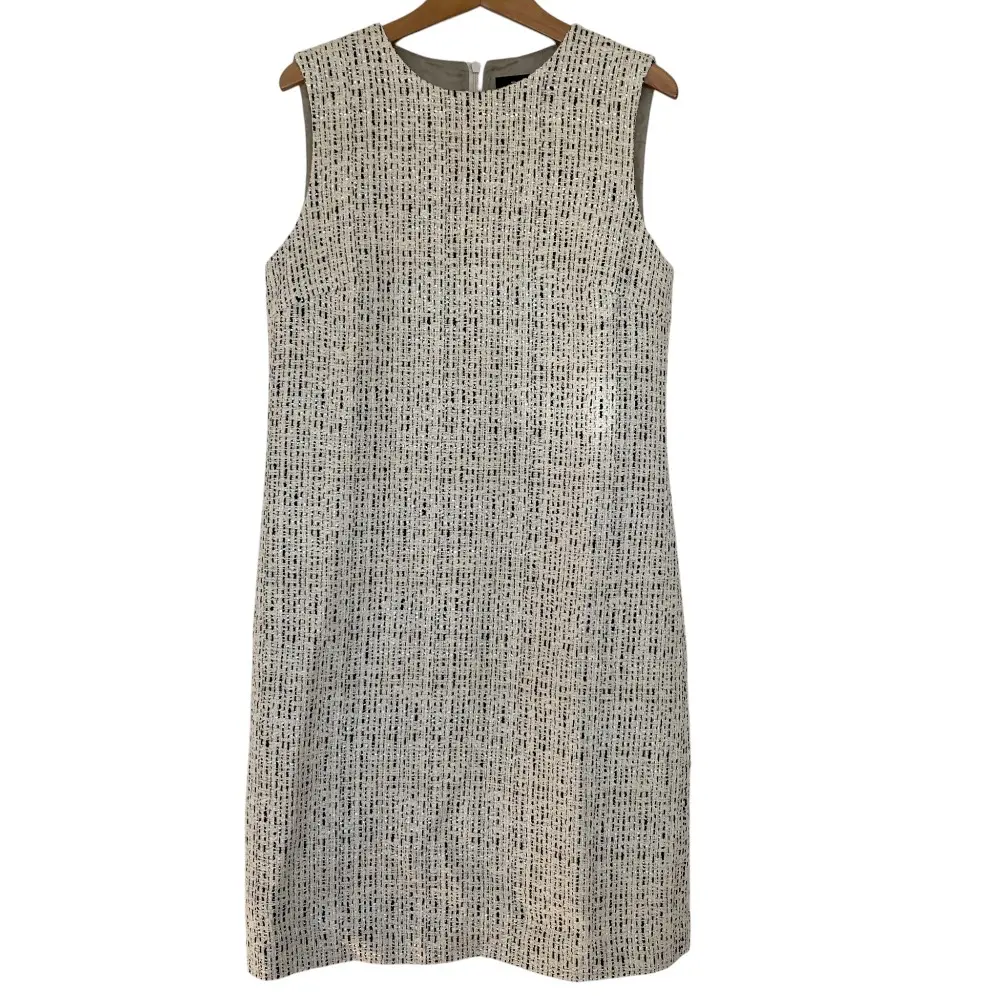 23SS Theory セオリー HATCH TWEED EASY SHIFT DR ノースリーブ ひざ丈 ツイードワンピース 2 ベージュ