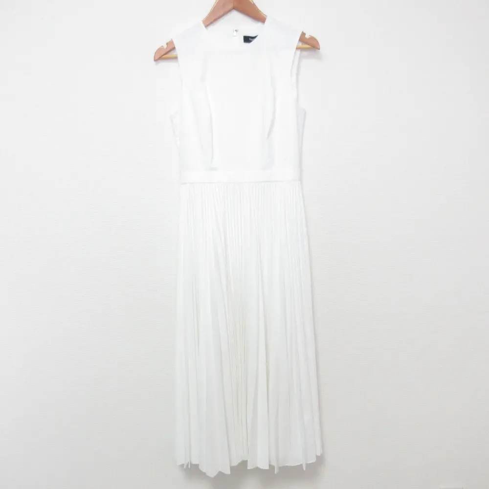 24SS Theory セオリー SLEEK POPLIN PLT SK MIDI DR ドレス ワンピース サイズ0 ホワイト 