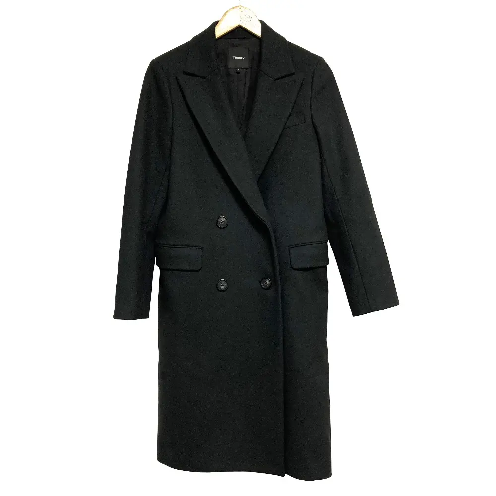 Theory セオリー MODUS MELTON LIGHT GENESIS COAT FL ダブルブレスト チェスターコート Sサイズ ブラック