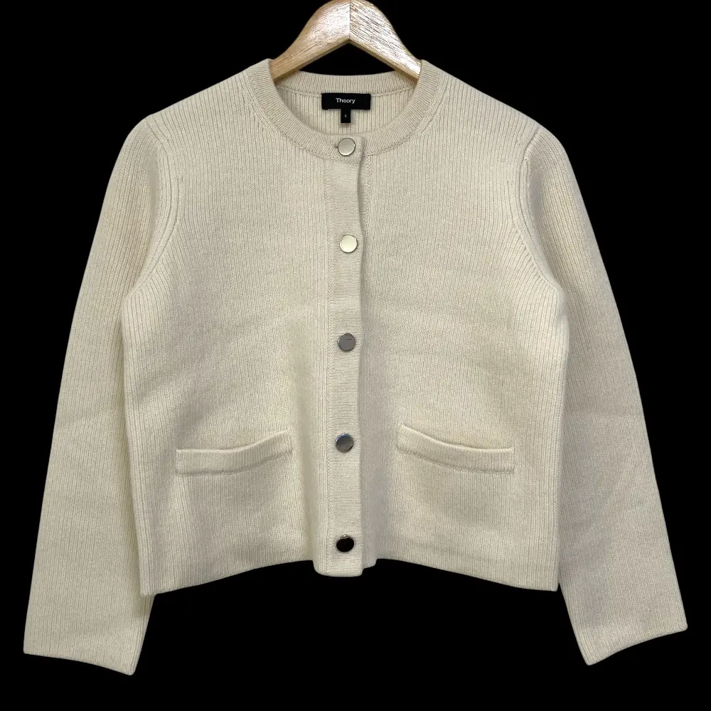 23AW Theory セオリー FELTED WOOL CASH CLASSIC KNIT JKT ウールニット カーディガン ジャケット Sサイズ ホワイト