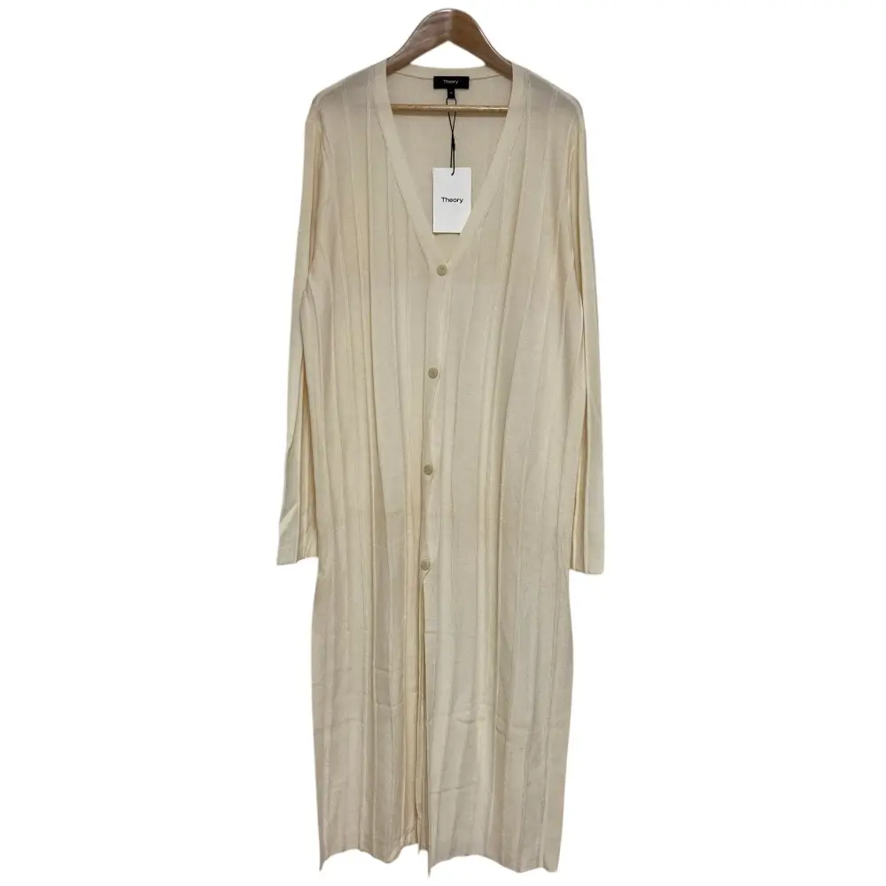 Theory セオリー WIDE RIB CARDI ワイドリブニット ロングカーディガン サイズM アイボリー