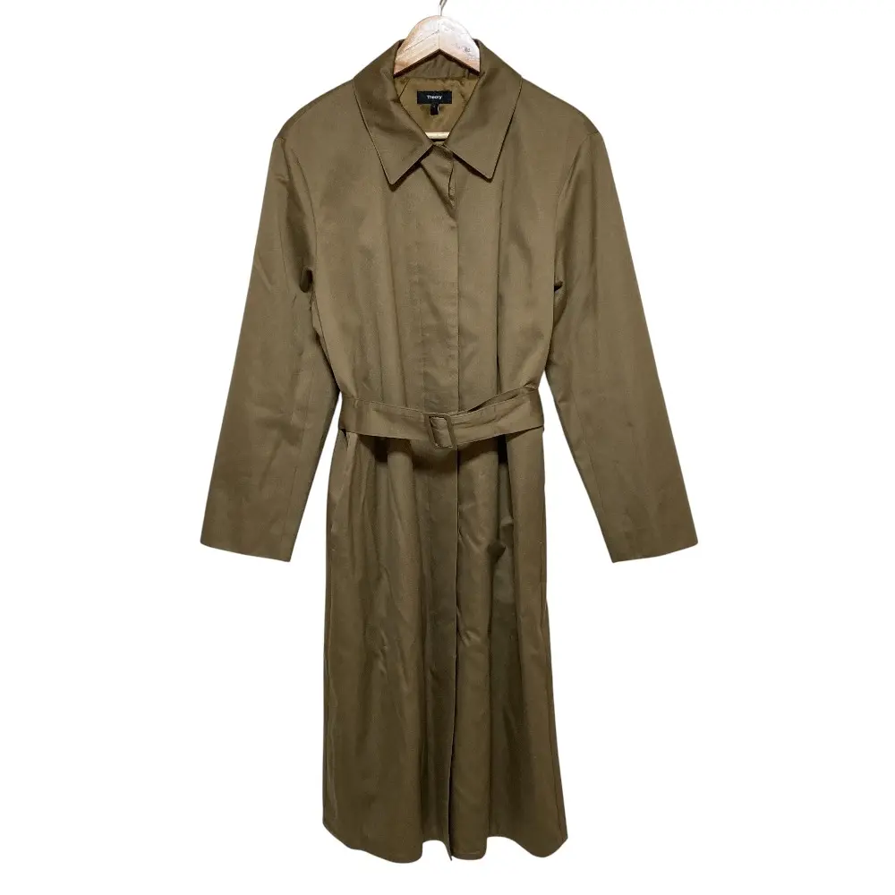 Theory セオリー CHINTZED TWILL CLEAN CAR COAT ステンカラーコート L カーキ