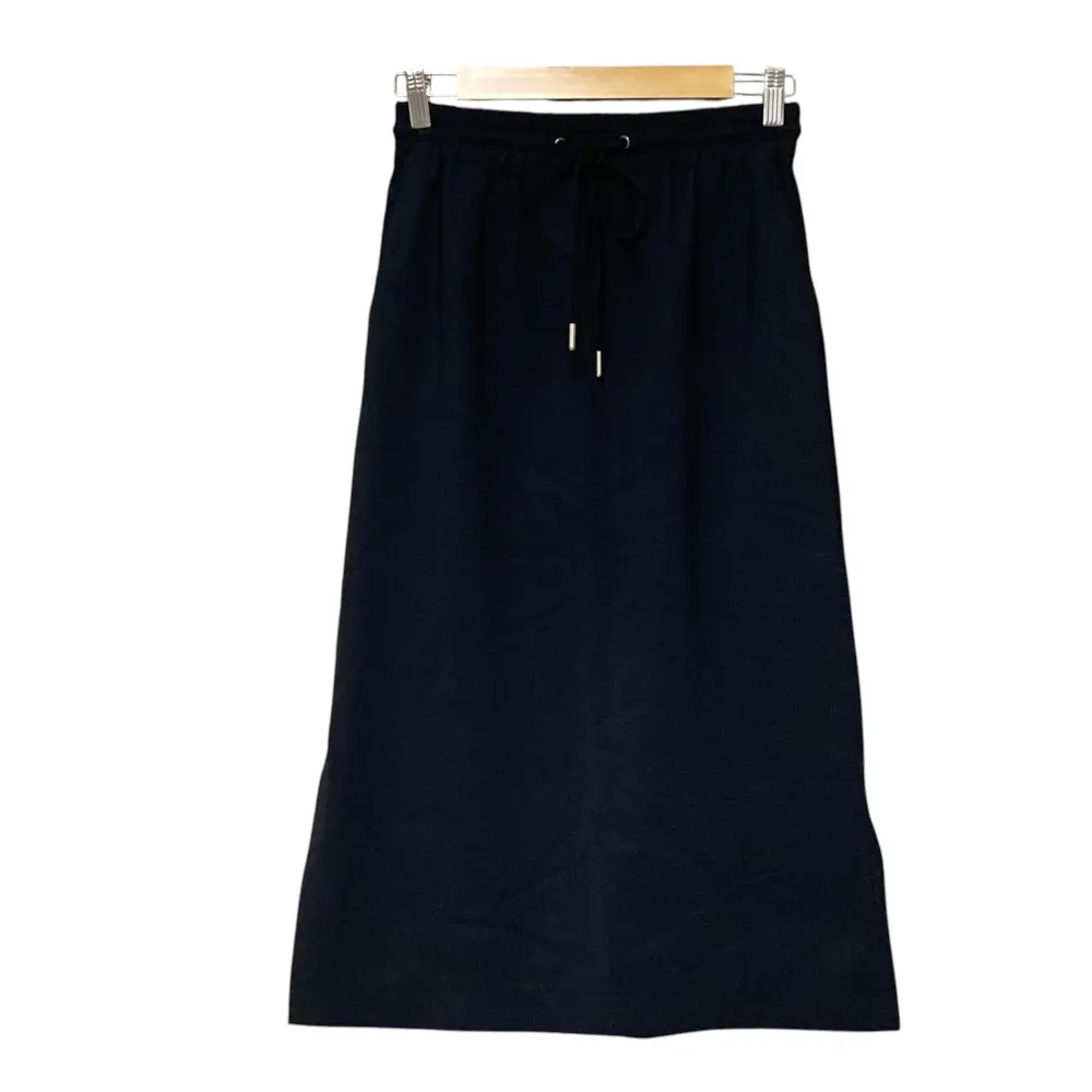 Theory セオリー SETTLE LT DRAWSTRING SK ストレッチ ミモレ丈 イージースカート S ブラック