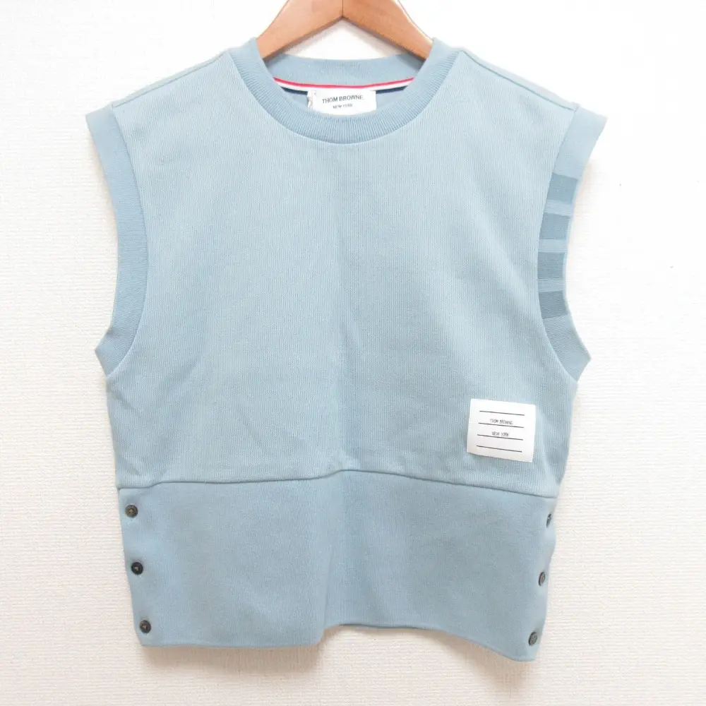 24SS Thom Browne トムブラウン ダブルフェイスニット4バーシェルトップ セーター ベスト FJV020A-J0051 42 ライトブルー
