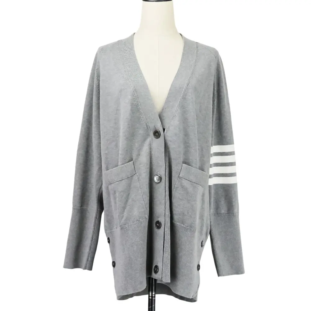 THOM BROWNE トムブラウン 4BAR ロングニットカーディガン 38 グレー