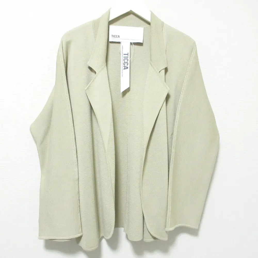 24SS TICCA ティッカ スクエアニットジャケット ボタンレス カーディガン TBDS-222 F ベージュ