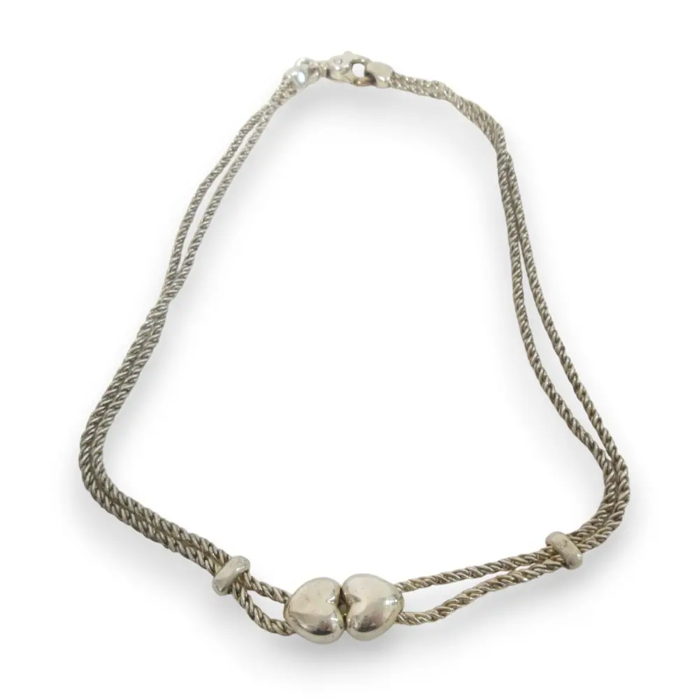Tiffany & Co. ティファニー SV925 ダブルハート ツイストロープ ネックレス アクセサリー シルバー