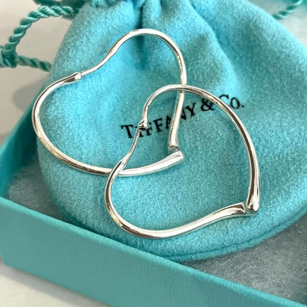 Tiffany & Co. ティファニー エルサペレッティ SV925 オープンハートフープピアス アクセサリー シルバー
