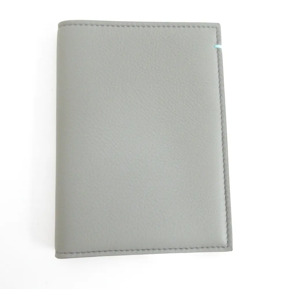 Tiffany&Co. ティファニー レザーパスポートケース カードケース グレー系 ティファニーブルー