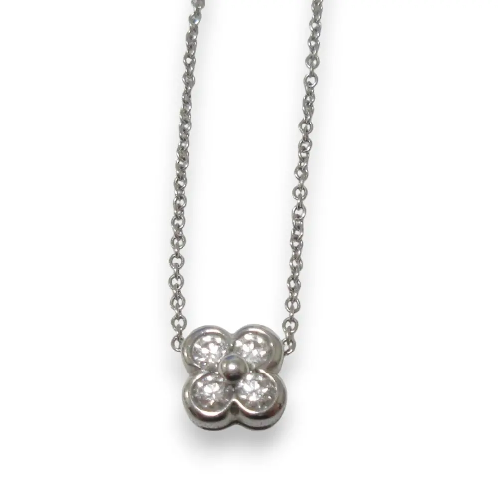 Tiffany&Co. ティファニー Pt950 4Pダイヤモンド ベゼルセットネックレス アクセサリー シルバーカラー