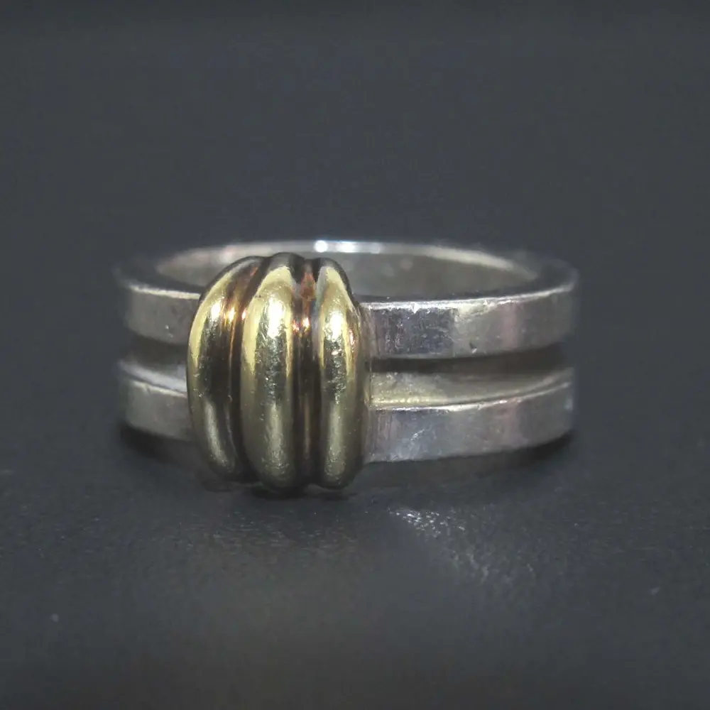 Tiffany&Co ティファニー 750×SV925 K18 グルーブドウィズ コンビリング 指輪 13号 シルバー×ゴールド
