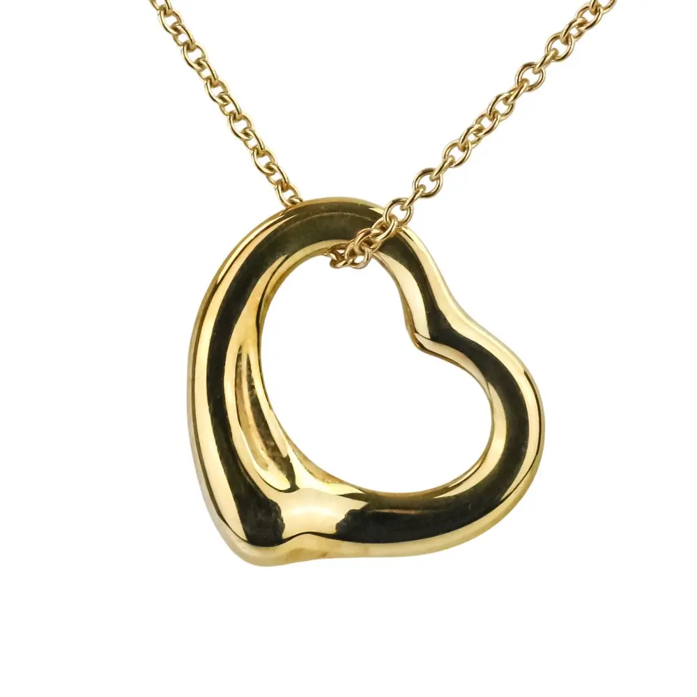 Tiffany&Co ティファニー エルサペレッティ オープンハート 16mm チェーンネックレス AU750 K18 イエローゴールド