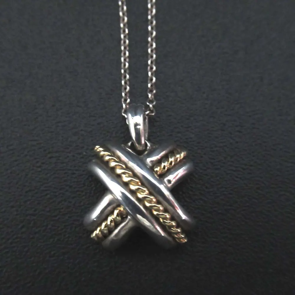 Tiffany&Co ティファニー シグネチャークロス ネックレス SV925×K18 シルバー×ゴールド