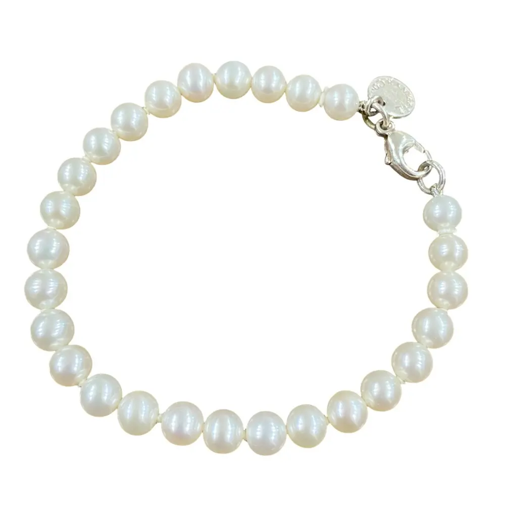 TIFFANY&Co. ティファニー Ag925 パールブレスレット 0.5mm玉 約17cm ホワイト