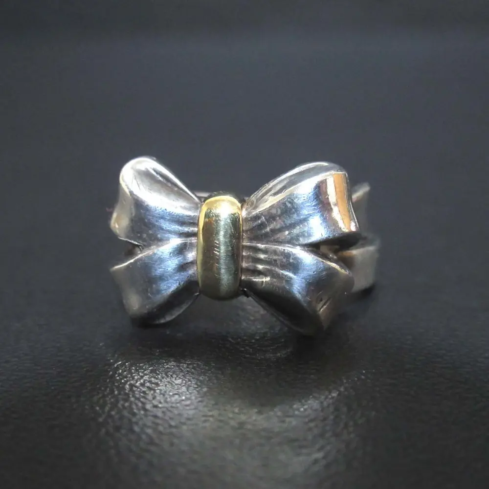 Tiffany&Co ティファニー リボン リング 指輪 12号 925SV×750 シルバー×ゴールド