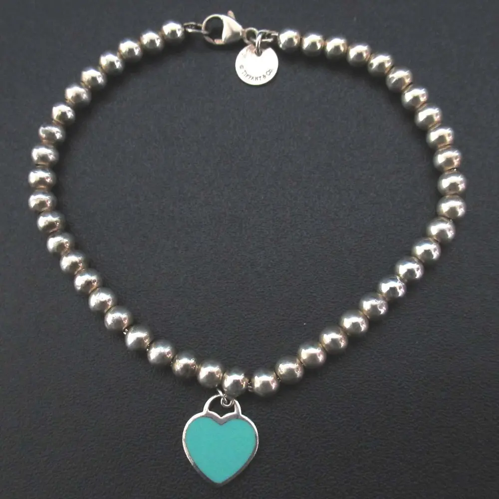 Tiffany&Co ティファニー リターントゥ ハートモチーフ ボールチェーン ブレスレット AG925 シルバー×ティファニーブルー