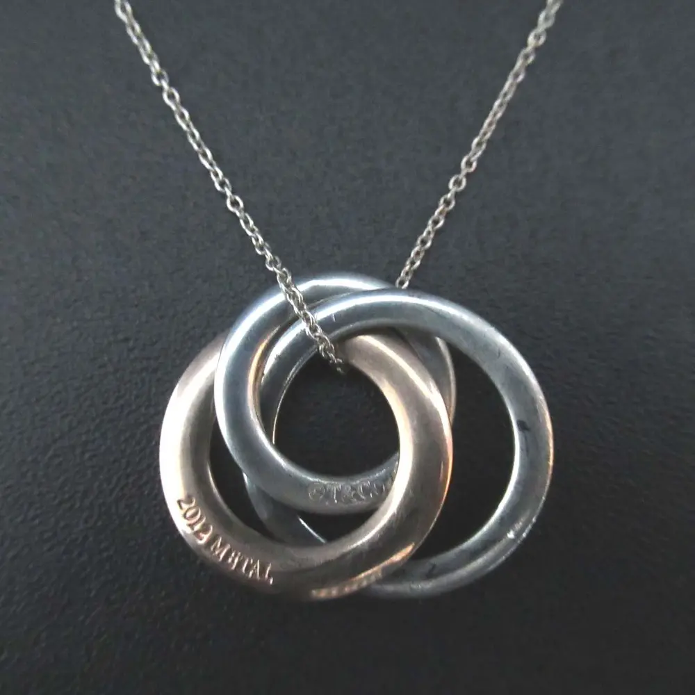 Tiffany&Co ティファニー インターロッキング トリプル サークル ネックレス ペンダント Ag925 シルバー×メタル