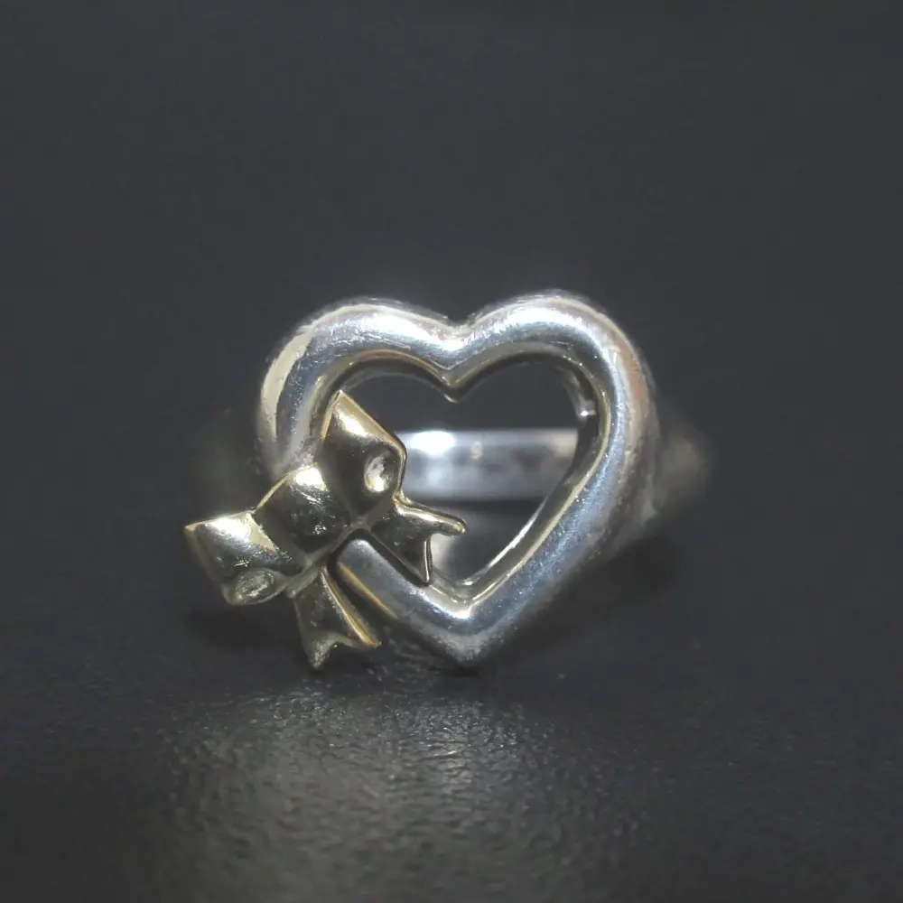 Tiffany&Co ティファニー ハート リボン リング 指輪 925×750 12号 シルバー×ゴールド