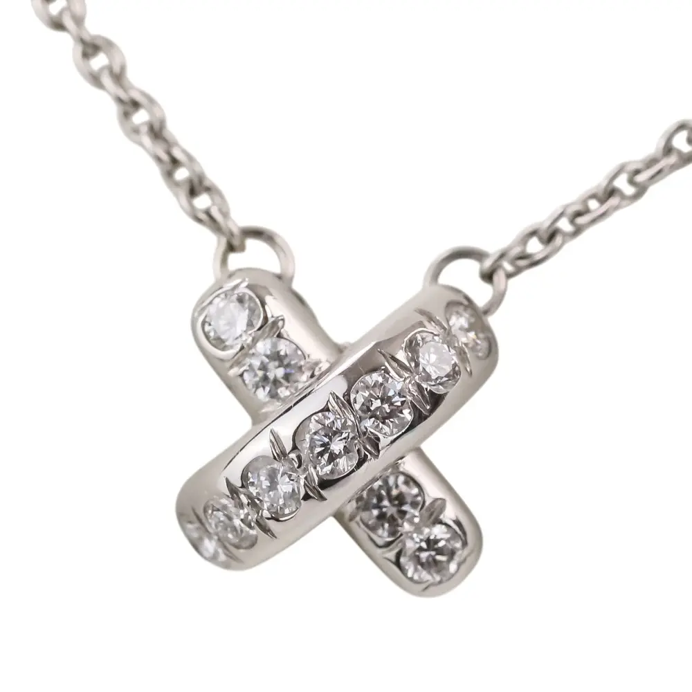 Tiffany & Co. ティファニー クロスステッチ ダイヤモンド ネックレス ペンダント PT950 プラチナ