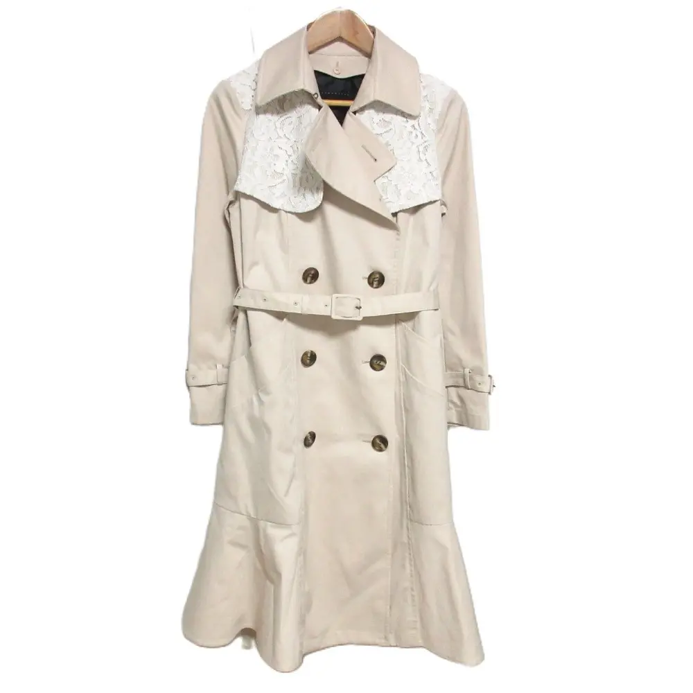 TO BE CHIC トゥービーシック ライナー付き レースドッキング ダブルブレスト マーメイド トレンチコート 40 ベージュ