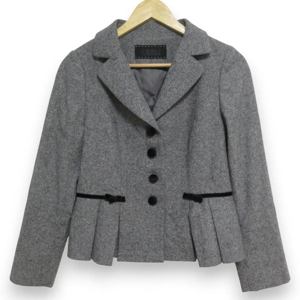 24AW TO BE CHIC トゥービーシック ウールホームスパン ジャケット W5E03-447-06 サイズ40 グレー