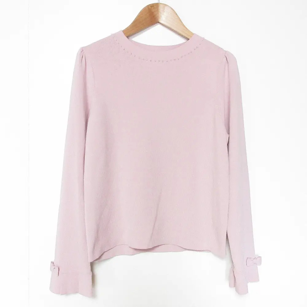 24AW TO BE CHIC トゥービーシック レーヨンナイロン エレガンスニット 長袖 カットソー W5N05441 40 ピンク