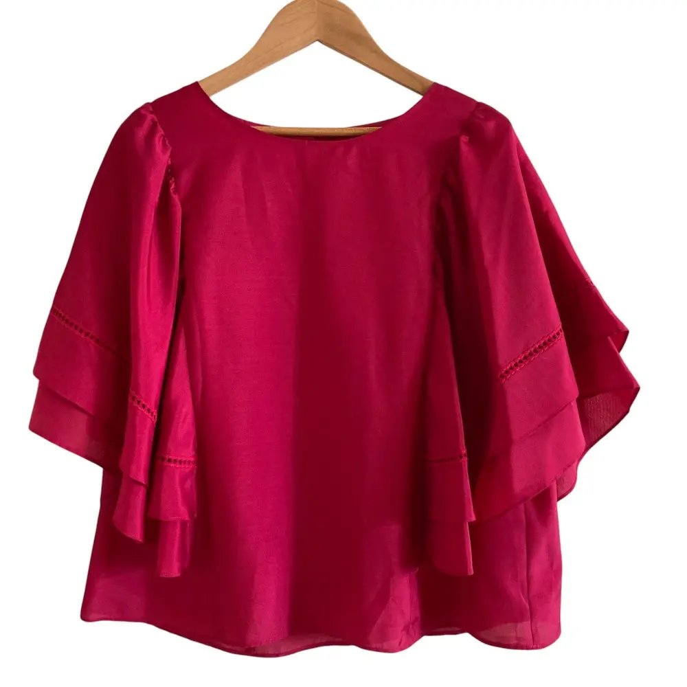 22SS TO BE CHIC トゥービーシック ソフトブライトクロス ブラウス バタフライスリーブ プルオーバー 大きいサイズ 46 ピンク