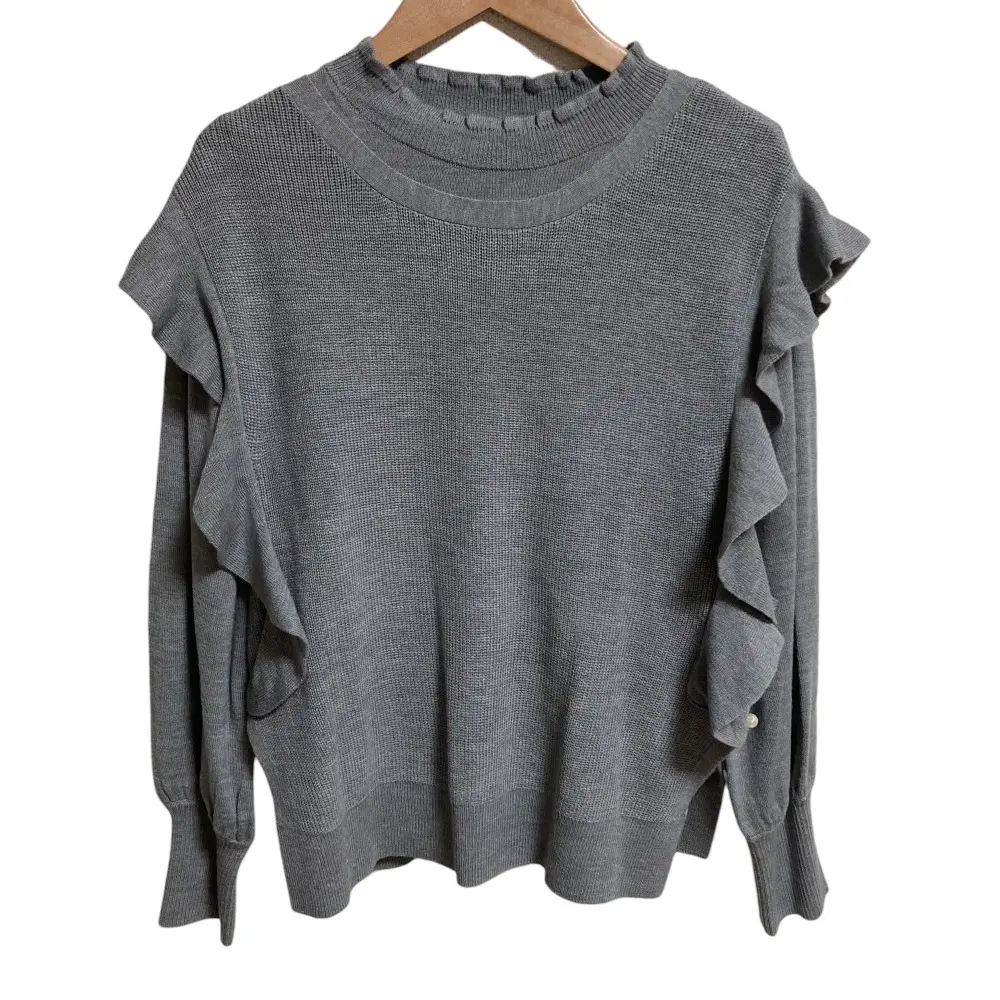 25SS TO BE CHIC トゥービーシック ウールアクリル プルオーバーニット フリル ベスト 2点セット W5N08452 サイズ40 グレー