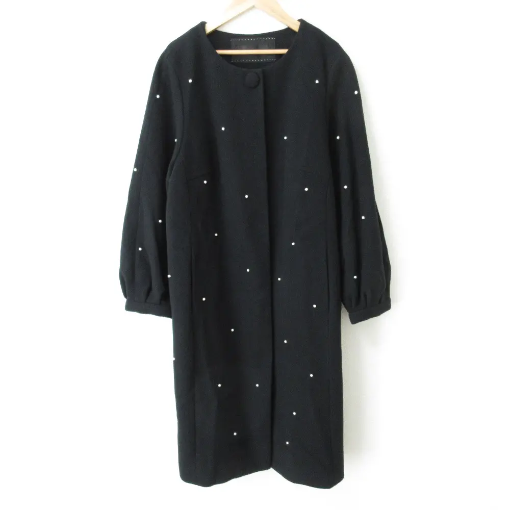 21AW TO BE CHIC トゥービーシック ブロッサム ノーカラーパールコート サイズ46 ブラック