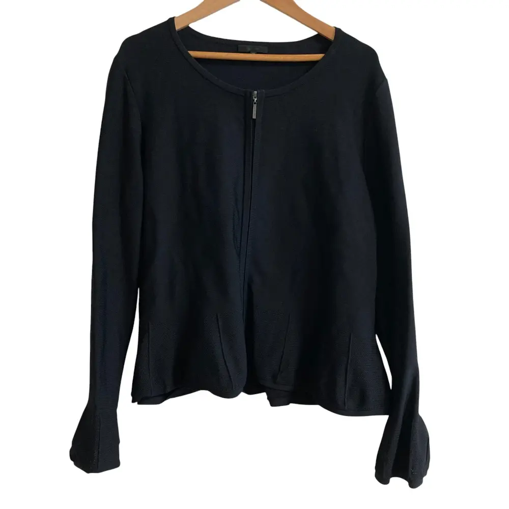 TO BE CHIC トゥービーシック ニット ノーカラージャケット 大きいサイズ46 ブラック