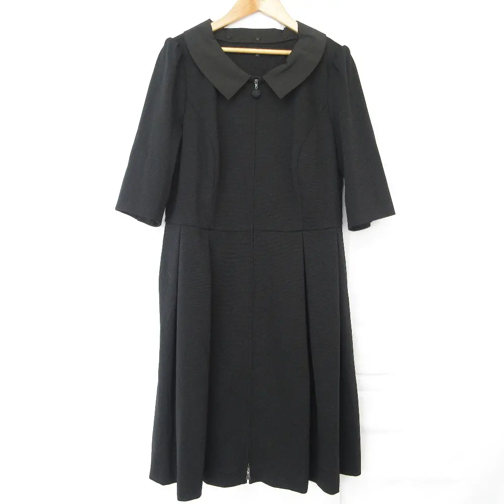 TO BE CHIC トゥービーシック 付け襟 ニット ワンピース コート 大きいサイズ 46 ブラック