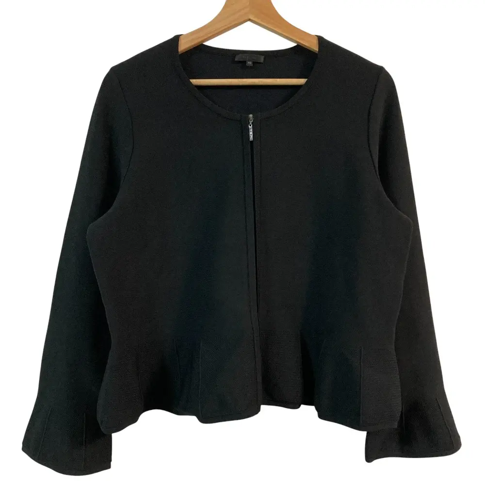 TO BE CHIC トゥービーシック ペプラム ジップアップニットジャケット サイズ46 ブラック