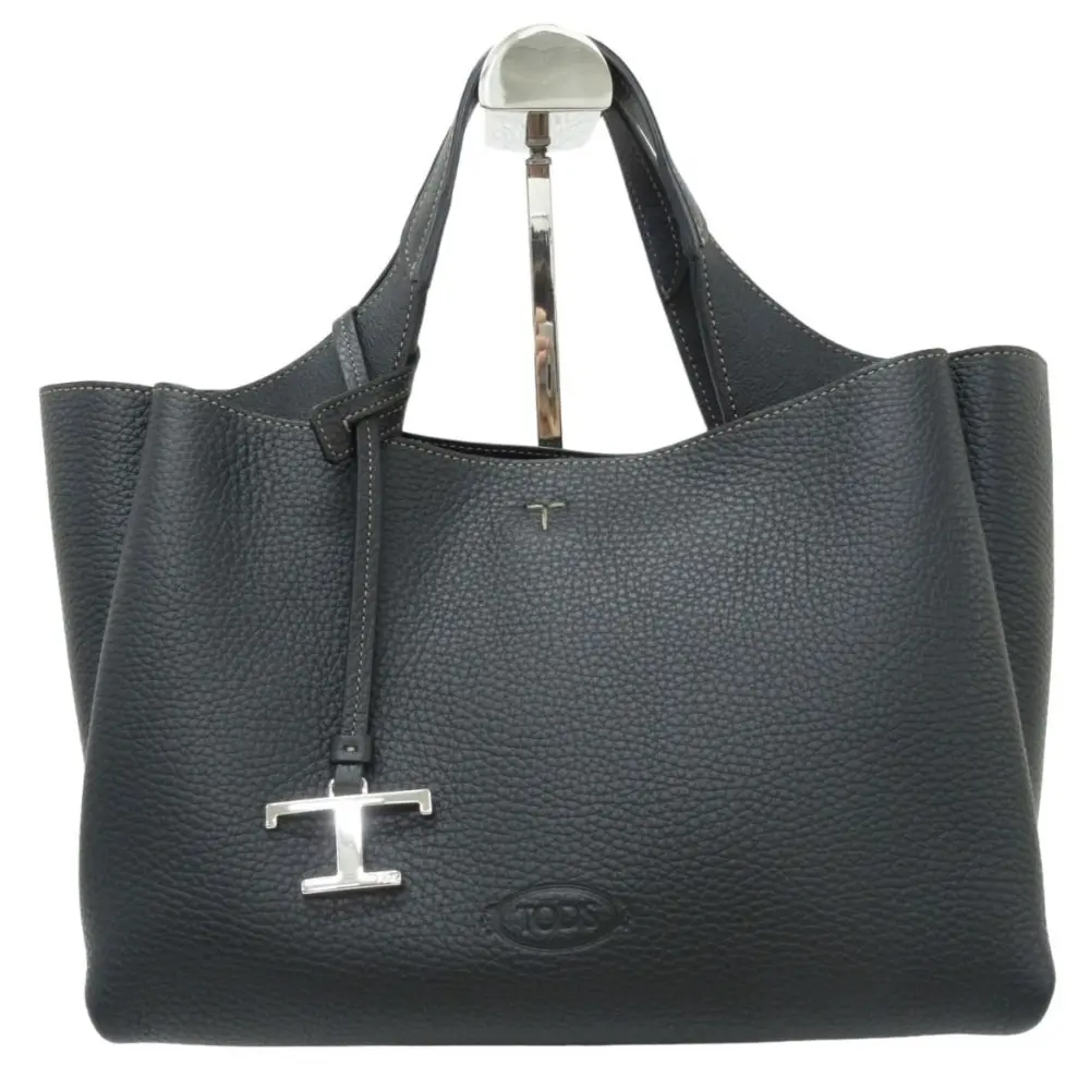 TOD'S トッズ デニム レザー ダブルT 2way トートバッグ ハンドバッグ