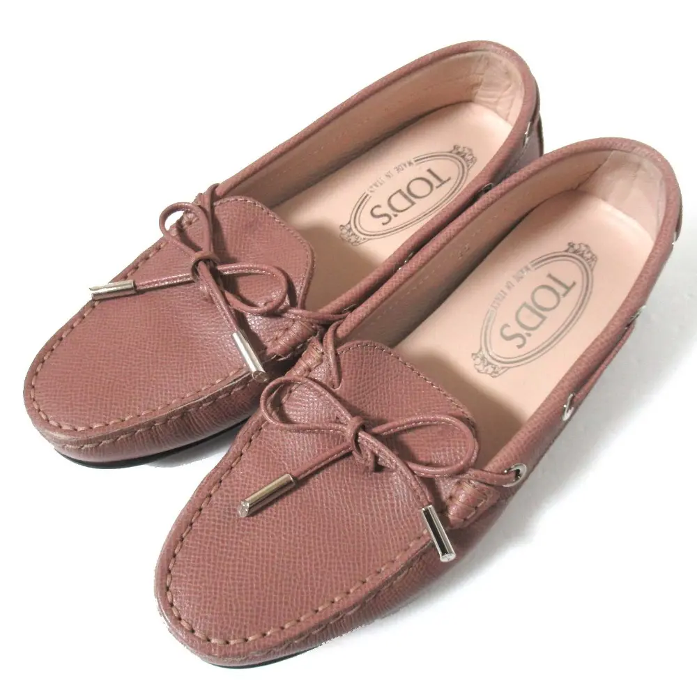 TOD'S トッズ ゴンミーニ レザー ドライビングシューズ デッキシューズ モカシン 35サイズ 22cm相当 ピンクブラウン