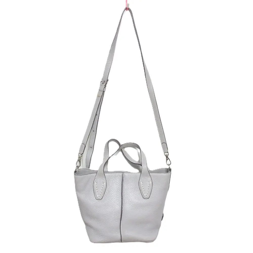 TOD'S トッズ 2WAY レザー ハンドバッグ ショルダーバッグ ブルーグレー