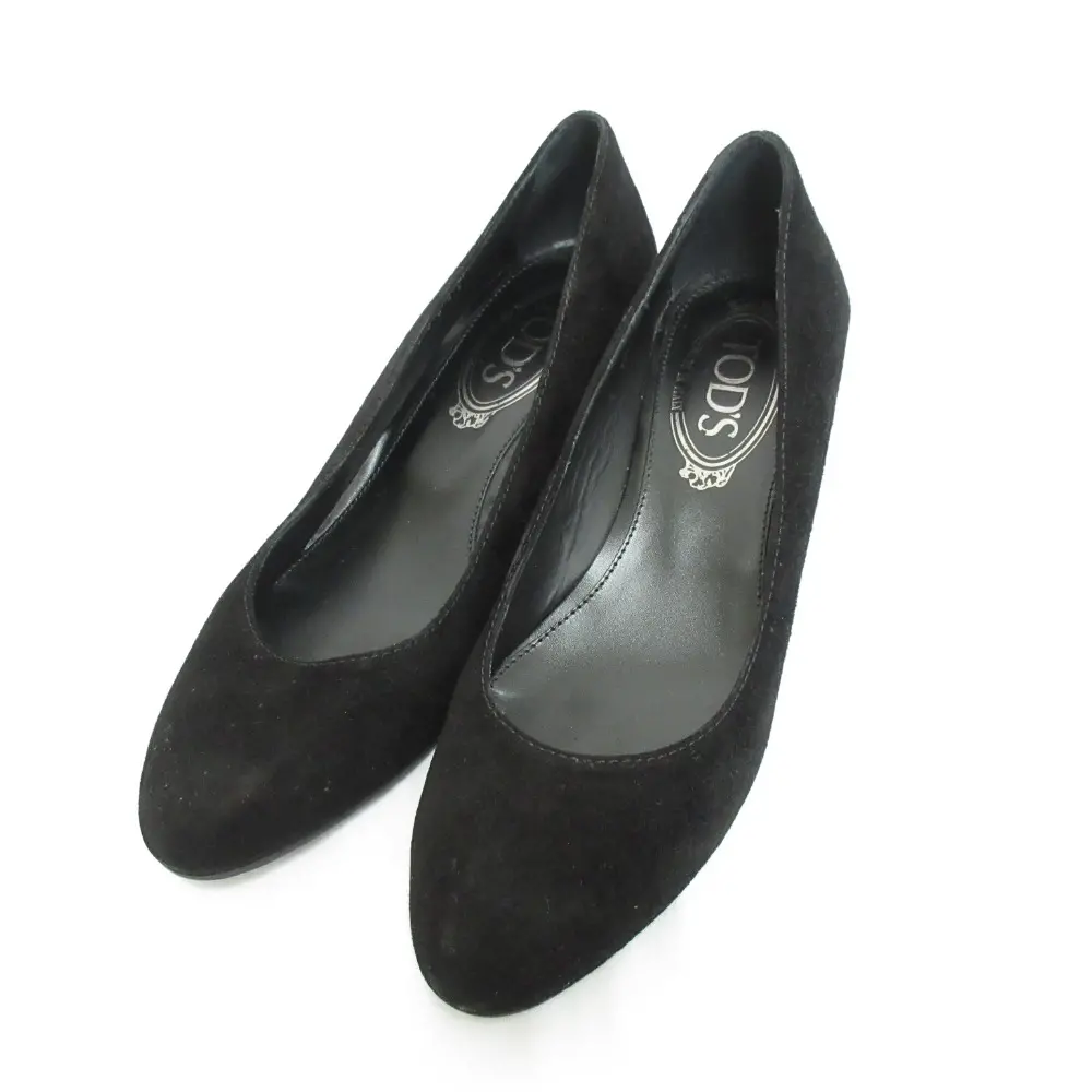 TOD’S トッズ スエード プレーントゥ ウェッジパンプス サイズ35 22.0cm相当 ブラック