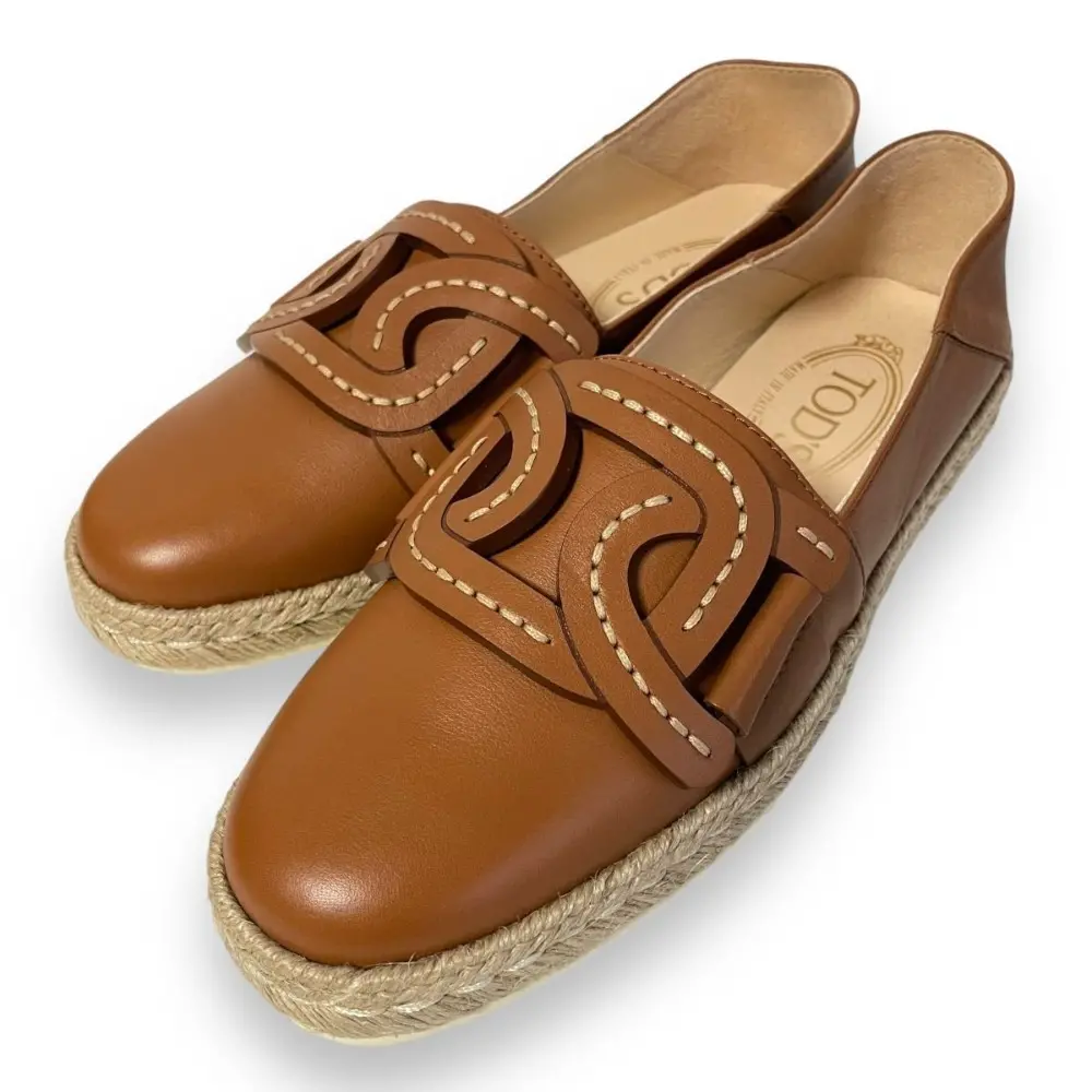 TOD'S トッズ ケイト レザー ゴンミーニソール エスパドリーユ