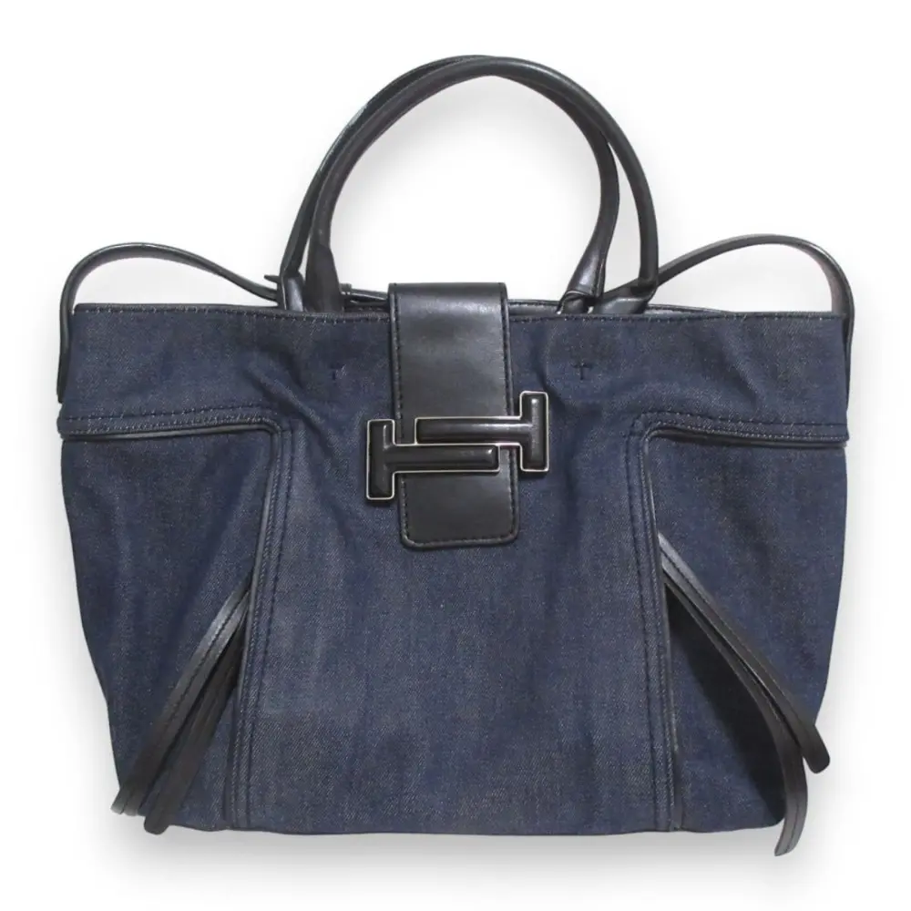 TOD'S トッズ ダブルストライプ レザートートバッグ ブラックの買取