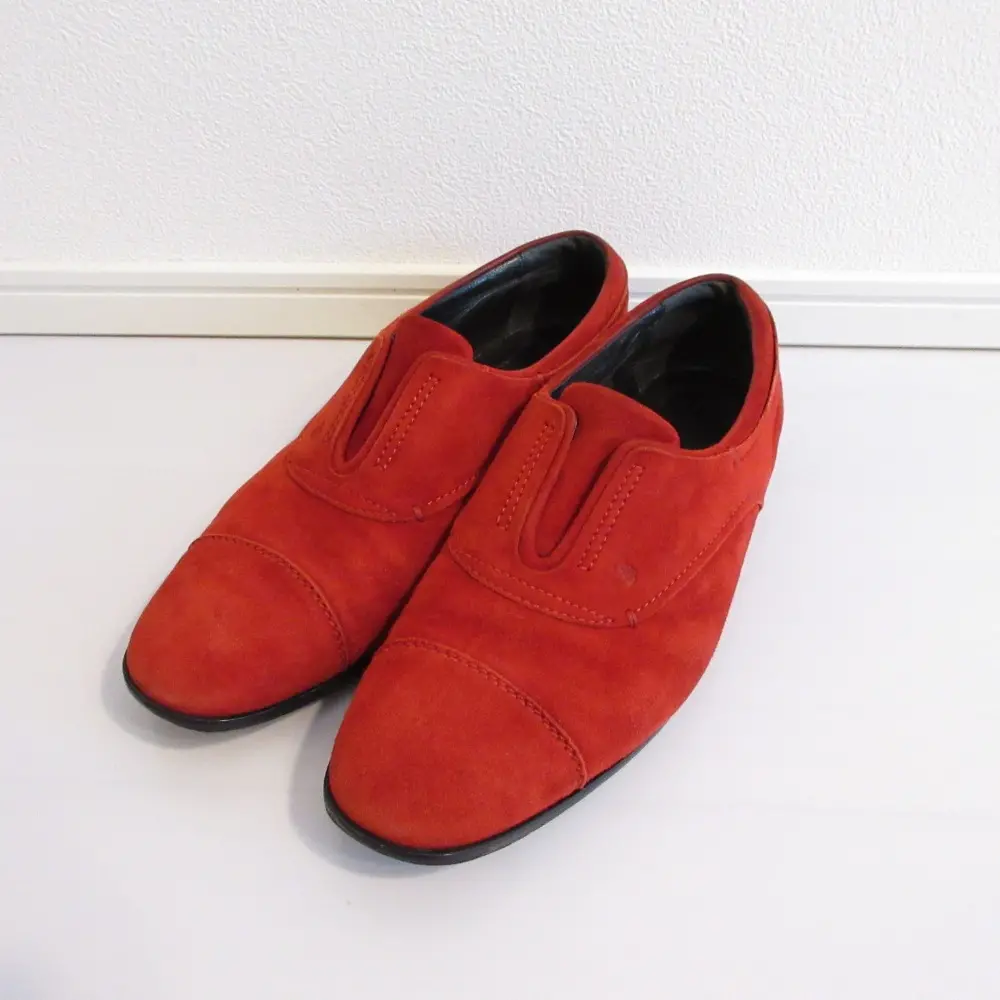 TOD'S トッズ スウェード ドレスシューズ スリッポン 38 25cm レッド