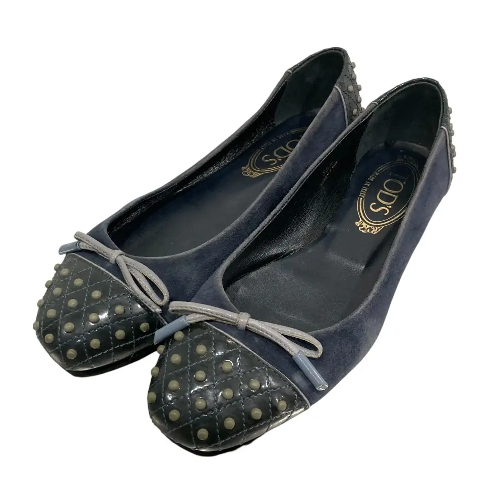 TOD'S トッズ スエード ゴンミーニ ドライビングシューズ パンプス サイズ35 1/2 約22.5cm ネイビー